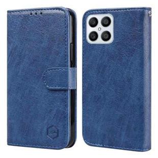 For Honor X8 4G Skin Feeling Oil Leather Texture PU + TPU Phone Case(Dark Blue)