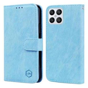 For Honor X8 4G Skin Feeling Oil Leather Texture PU + TPU Phone Case(Light Blue)