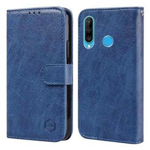 For Huawei P30 Lite / Nova 4E Skin Feeling Oil Leather Texture PU + TPU Phone Case(Dark Blue)