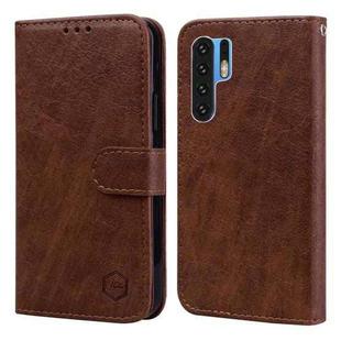 For Huawei P30 Pro Skin Feeling Oil Leather Texture PU + TPU Phone Case(Brown)