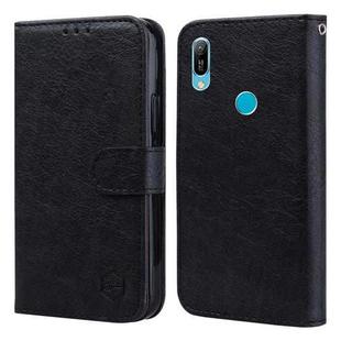 For Huawei Y6 2019 Skin Feeling Oil Leather Texture PU + TPU Phone Case(Black)