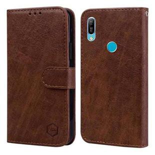 For Huawei Y6 2019 Skin Feeling Oil Leather Texture PU + TPU Phone Case(Brown)