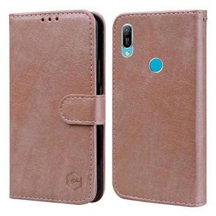 For Huawei Y6 2019 Skin Feeling Oil Leather Texture PU + TPU Phone Case(Champagne)