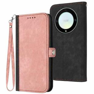 For Honor X40 Side Buckle Double Fold Hand Strap Leather Phone Case(Pink)