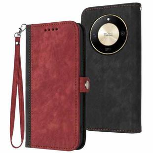 For Honor X50 Side Buckle Double Fold Hand Strap Leather Phone Case(Red)