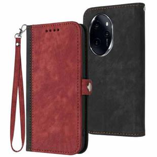 For Honor 100 Pro Side Buckle Double Fold Hand Strap Leather Phone Case(Red)