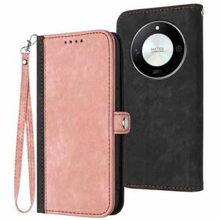 For Honor X50 / X9b Side Buckle Double Fold Hand Strap Leather Phone Case(Pink)