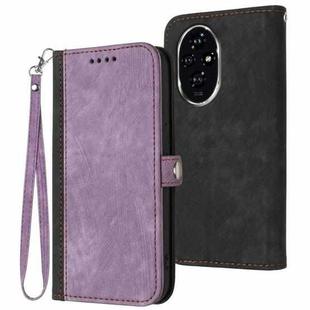 For Honor 200 Side Buckle Double Fold Hand Strap Leather Phone Case(Purple)