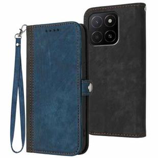 For Honor X5b / X5b Plus Global Side Buckle Double Fold Hand Strap Leather Phone Case(Royal)