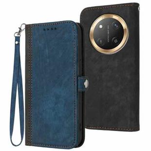 For Honor X9c Global Side Buckle Double Fold Hand Strap Leather Phone Case(Royal)