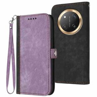 For Honor X9c Global Side Buckle Double Fold Hand Strap Leather Phone Case(Purple)