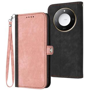 For Honor X60 / X9c Smart Side Buckle Double Fold Hand Strap Leather Phone Case(Pink)