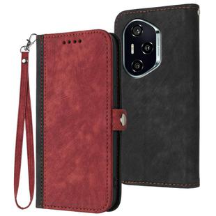 For Honor 400 Side Buckle Double Fold Hand Strap Leather Phone Case(Red)