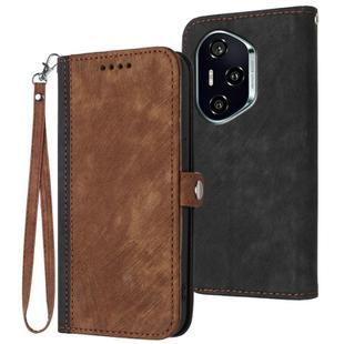 For Honor 400 Side Buckle Double Fold Hand Strap Leather Phone Case(Brown)