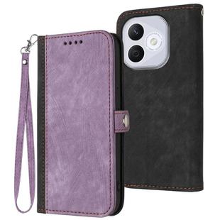 For Honor 400 Lite Side Buckle Double Fold Hand Strap Leather Phone Case(Purple)