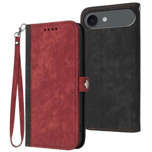 For iPhone 17 Air Side Buckle Double Fold Hand Strap Leather Phone Case(Red)