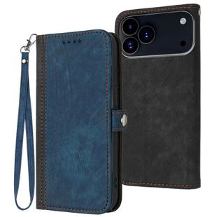 For iPhone 17 Pro Max Side Buckle Double Fold Hand Strap Leather Phone Case(Royal)