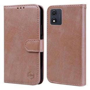 For Motorola Moto E13 Skin Feeling Oil Leather Texture PU + TPU Phone Case(Champagne)