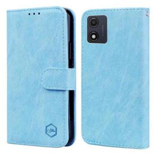 For Motorola Moto E13 Skin Feeling Oil Leather Texture PU + TPU Phone Case(Light Blue)