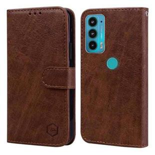 For Motorola Moto E20 / E30 / E40 Skin Feeling Oil Leather Texture PU + TPU Phone Case(Brown)