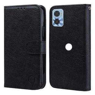 For Motorola Moto E22 / E22i Skin Feeling Oil Leather Texture PU + TPU Phone Case(Black)