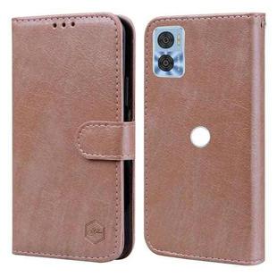 For Motorola Moto E22 / E22i Skin Feeling Oil Leather Texture PU + TPU Phone Case(Champagne)