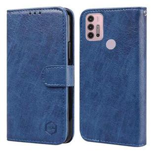 For Motorola Moto G30 / G10 / G20 Skin Feeling Oil Leather Texture PU + TPU Phone Case(Dark Blue)