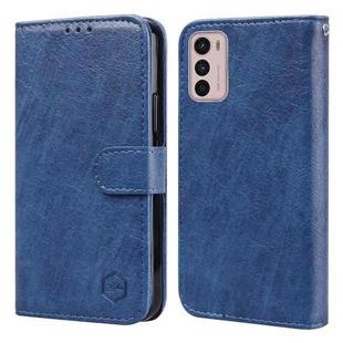 For Motorola Moto G42 Skin Feeling Oil Leather Texture PU + TPU Phone Case(Dark Blue)