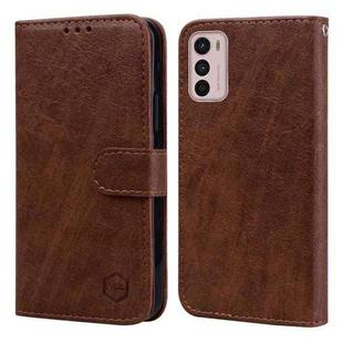 For Motorola Moto G42 Skin Feeling Oil Leather Texture PU + TPU Phone Case(Brown)