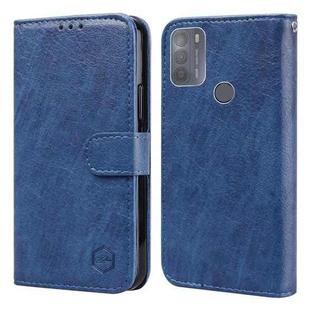 For Motorola Moto G50 Skin Feeling Oil Leather Texture PU + TPU Phone Case(Dark Blue)