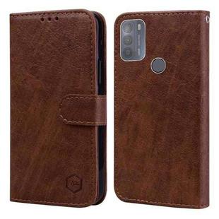 For Motorola Moto G50 Skin Feeling Oil Leather Texture PU + TPU Phone Case(Brown)