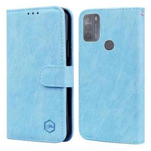 For Motorola Moto G50 Skin Feeling Oil Leather Texture PU + TPU Phone Case(Light Blue)