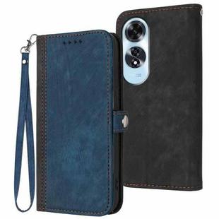 For OPPO A60 Side Buckle Double Fold Hand Strap Leather Phone Case(Royal)