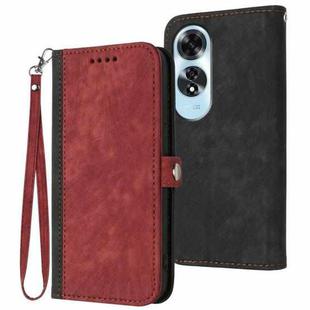 For OPPO A60 Side Buckle Double Fold Hand Strap Leather Phone Case(Red)