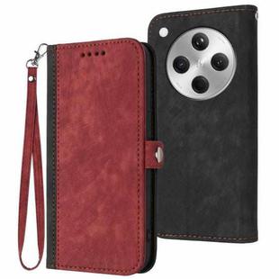 For OPPO Find X8 Side Buckle Double Fold Hand Strap Leather Phone Case(Red)