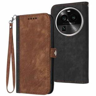 For OPPO Find X6 Pro Side Buckle Double Fold Hand Strap Leather Phone Case(Brown)