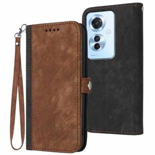 For OPPO Reno11 F / F25 Pro Side Buckle Double Fold Hand Strap Leather Phone Case(Brown)