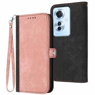For OPPO Reno11 F / F25 Pro Side Buckle Double Fold Hand Strap Leather Phone Case(Pink)