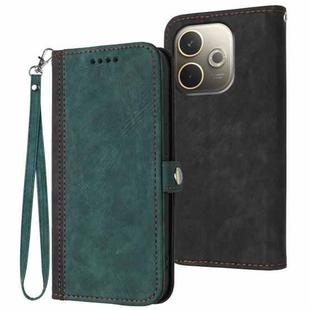 For OPPO A5 Pro 5G Side Buckle Double Fold Hand Strap Leather Phone Case(Dark Green)