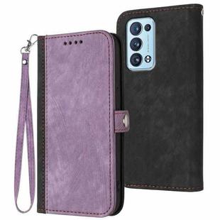 For OPPO Reno6 Pro+ 5G Side Buckle Double Fold Hand Strap Leather Phone Case(Purple)
