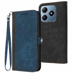 For Realme C63 / C61 Global Side Buckle Double Fold Hand Strap Leather Phone Case(Royal Blue)