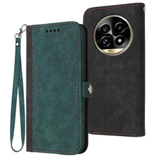 For Realme 13 Pro / 13 Pro+ Global Side Buckle Double Fold Hand Strap Leather Phone Case(Dark Green)