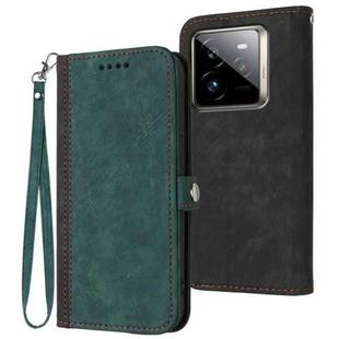 For Realme GT7 Pro Side Buckle Double Fold Hand Strap Leather Phone Case(Dark Green)