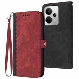 For Realme 14 / P3 5G Global Side Buckle Double Fold Hand Strap Leather Phone Case(Red)