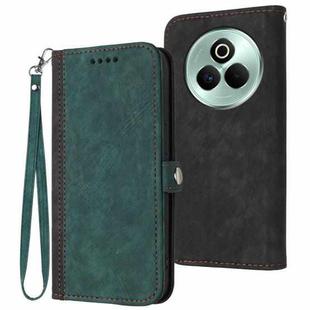 For Realme P3 Pro Side Buckle Double Fold Hand Strap Leather Phone Case(Dark Green)