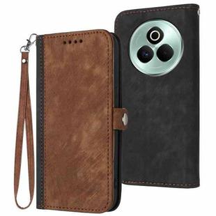 For Realme P3 Pro Side Buckle Double Fold Hand Strap Leather Phone Case(Brown)
