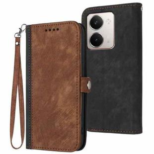 For Realme P3 Ultra 5G Side Buckle Double Fold Hand Strap Leather Phone Case(Brown)