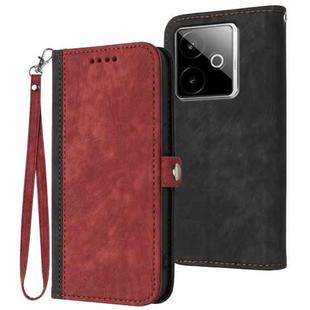For Realme GT 7 India Side Buckle Double Fold Hand Strap Leather Phone Case(Red)