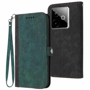 For Realme GT 7 India Side Buckle Double Fold Hand Strap Leather Phone Case(Dark Green)