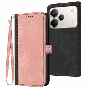 For Realme P4 Pro 5G Side Buckle Double Fold Hand Strap Leather Phone Case(Pink)